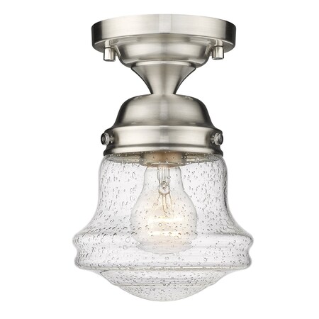 Z-Lite Vaughn 1 Light Flush Mount, Brushed Nickel And Clear Seedy 736F1-BN